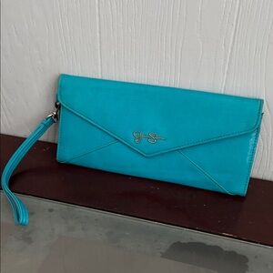 Jessica Simpson Aqua Wristlet Clutch